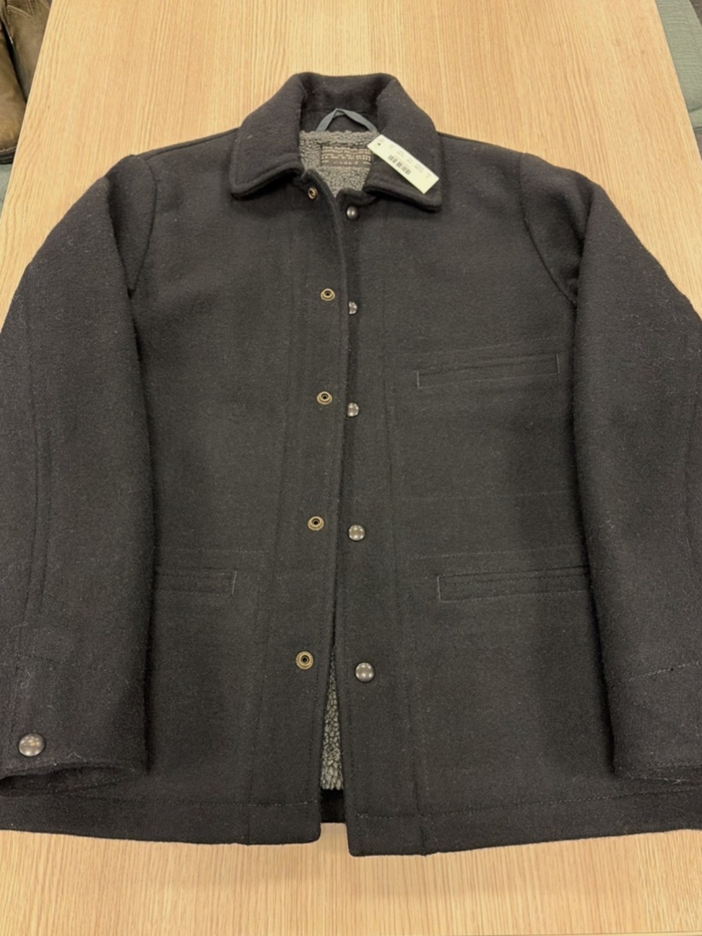 J. Crew Mens Small Black Sherpa Lined Wool Jacket -Thermore Skiff S - NWT